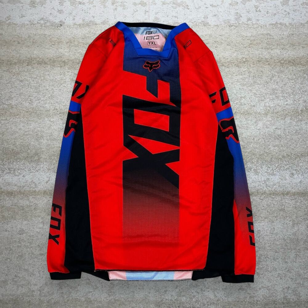 Vintage Y2K Fox Racing Motocross Shirt Jersey Youth XL Red Black Long Sleeve